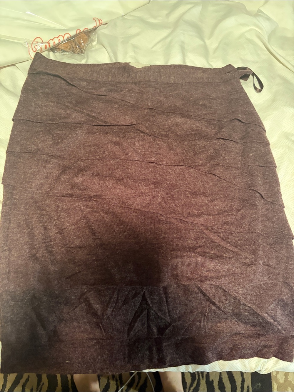 Anthropologie Coquille Women's Maroon Layered Knit Skirt - 4